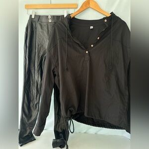 Black Jacket and Leather Leggings Set